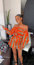 Load and play video in Gallery viewer, The Tejiri Orange Ankara or Pagne Africaine Two-Piece Set