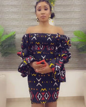 Load and play video in Gallery viewer, The Aya Stretchy Ankara or Pagne Africaine dress
