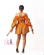 Load image into Gallery viewer, The Tejiri Orange Ankara or Pagne Africaine Two-Piece Set