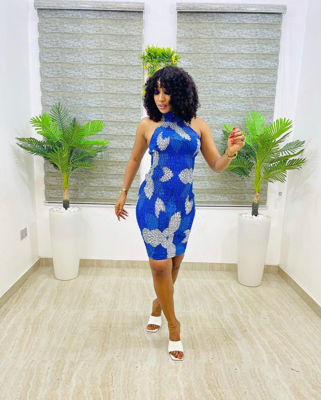 The Lolade Stretchy Halter Neck Open-back Ankara or Pagne