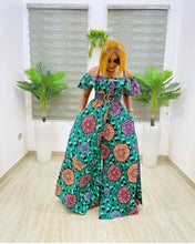 Load image into Gallery viewer, The Najuma Green Ankara or Pagne Africaine Jumpsuit (Without the belt)