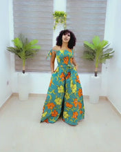 Load and play video in Gallery viewer, The Mayowa High waist wide leg Ankara or Pagne Africaine two-piece set
