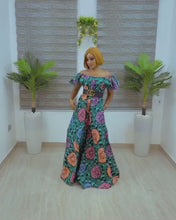 Load and play video in Gallery viewer, The Najuma Green Ankara or Pagne Africaine Jumpsuit (Without the belt)
