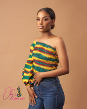 Load image into Gallery viewer, The Ayanna One-Shoulder Ankara or Pagne Africaine Top
