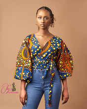 Load image into Gallery viewer, The Bolatito Ankara or Pagne Africaine Wrap top
