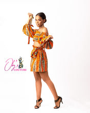Load image into Gallery viewer, The Tejiri Orange Ankara or Pagne Africaine Two-Piece Set
