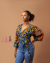 Load image into Gallery viewer, The Bolatito Ankara or Pagne Africaine Wrap top
