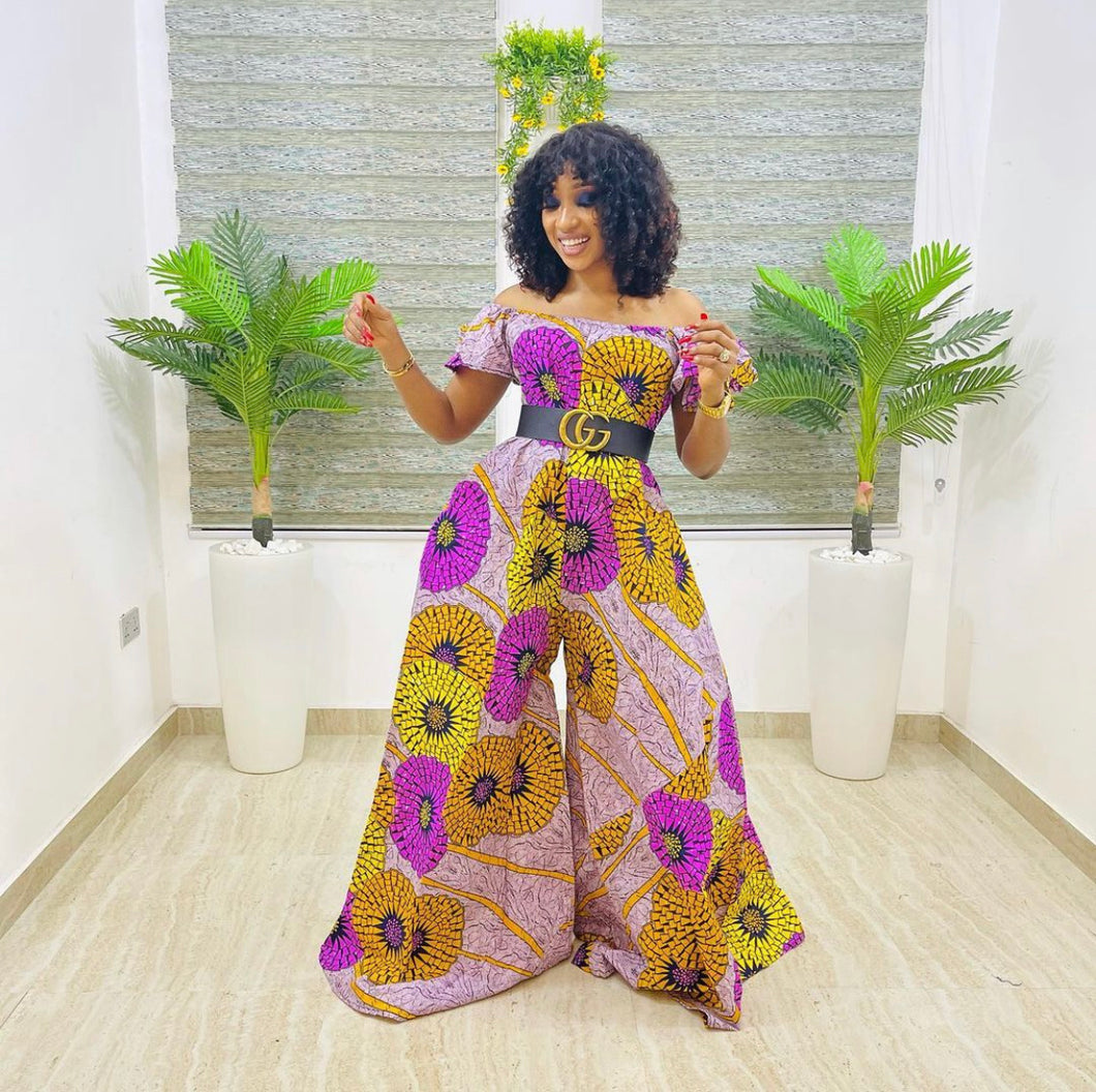 The Najuma Purple Ankara or Pagne Africaine Jumpsuit (Without the belt)