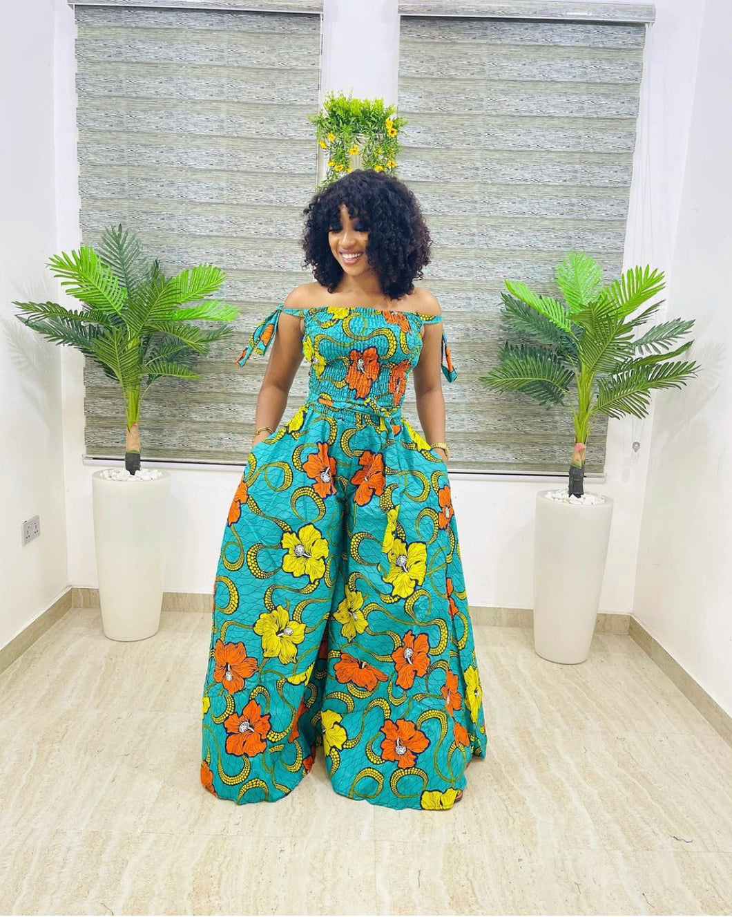 The Mayowa High waist wide leg Ankara or Pagne Africaine two-piece set